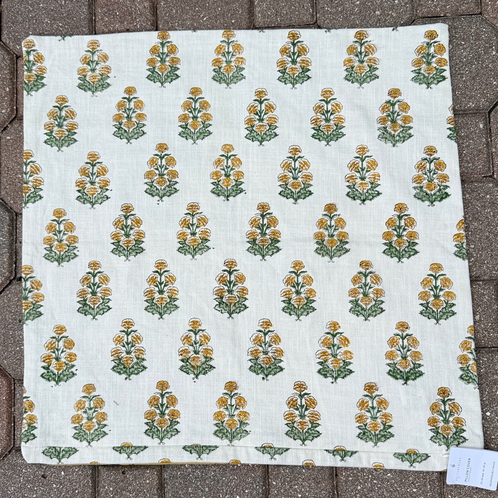 Pottery Barn Redmond Embroidered Reversible Floral Pillow Cover 24” x 24” - Picture 2 of 5